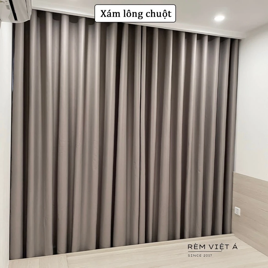 Rèm Màu Xám Lông Chuột - Không Họa Tiết , Chất Vải Cao Cấp, Cản Nắng, Trang Trí Phòng Ngủ Phòng Khách