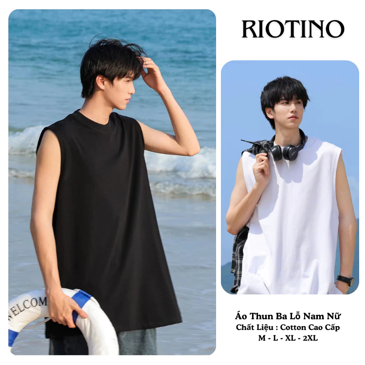 Áo Thun Ba Lỗ Nam Nữ Chất Cotton Co GIãn Mặc Mát Siêu Hot Hè 2024, Áo tanktop Oversize Unisex RIOTINO TT01