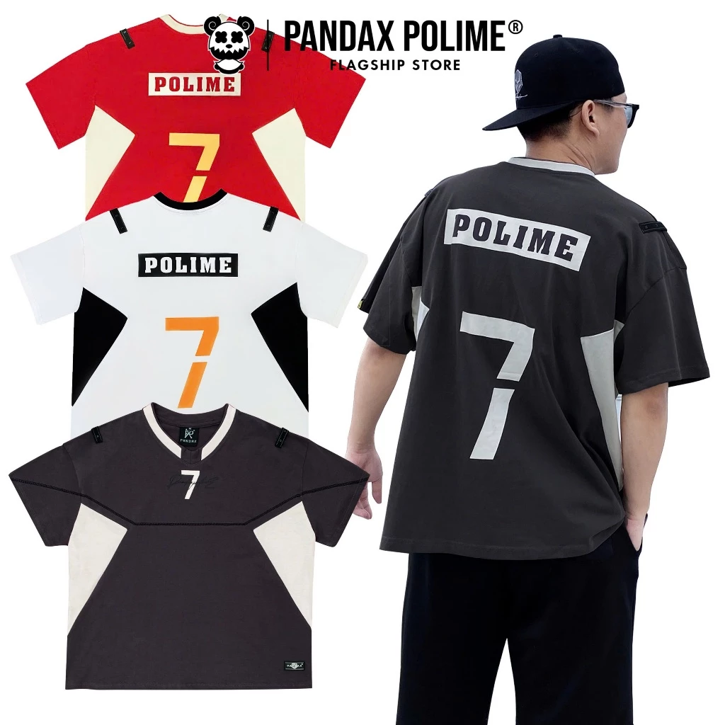 Áo thun boxy block core bóng đá retro thể thao phối màu jersey tay lỡ oversize form rộng unisex cặp đôi px pandax polim