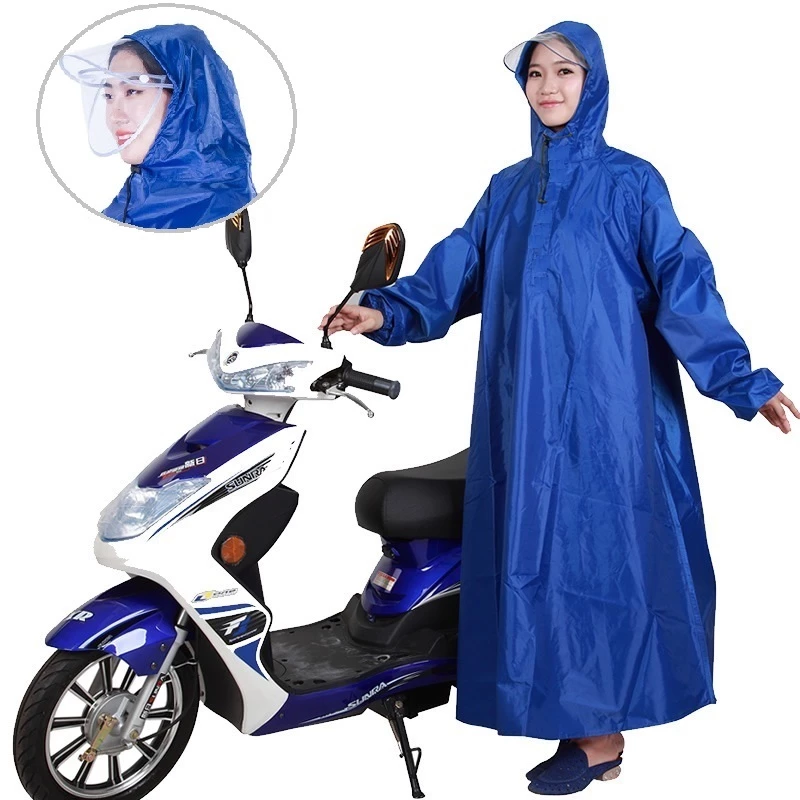 Áo mưa BÍT vải dù da cá kèm lưỡi trai, khẩu trang chắn mưa trong suốt
