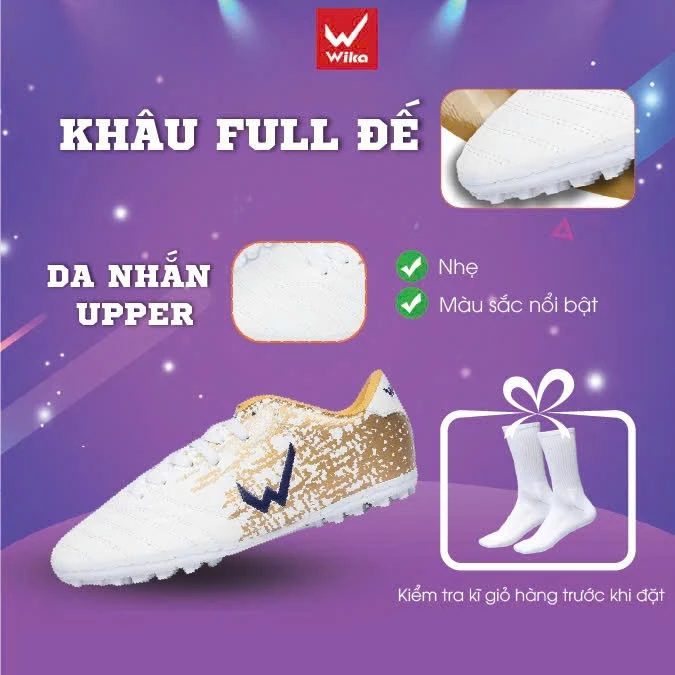 Giày Đá Bóng Wika Ultra 5 Chính Hãng Thích Hợp Sân Cỏ Nhân Tạo Da Nhăn Cao Cấp Đã Khâu Toàn Bộ Đế