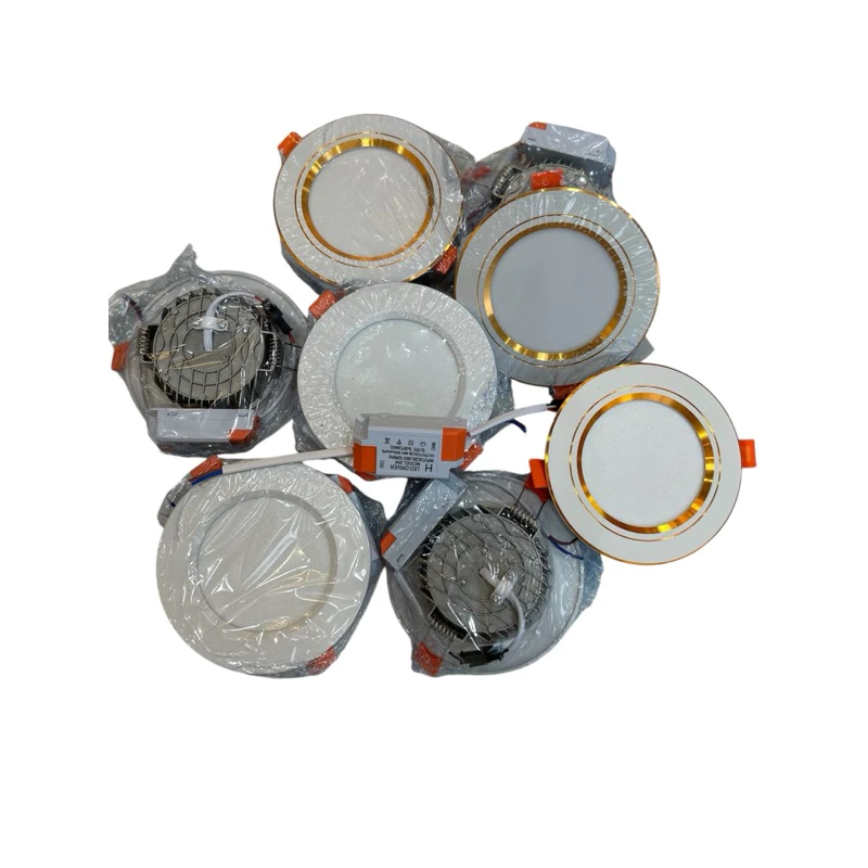 Đèn Led Âm Trần đổi 3 Màu,9w phi 90 Viền Vàng-Viền-Bạc-Trắng Trơn,