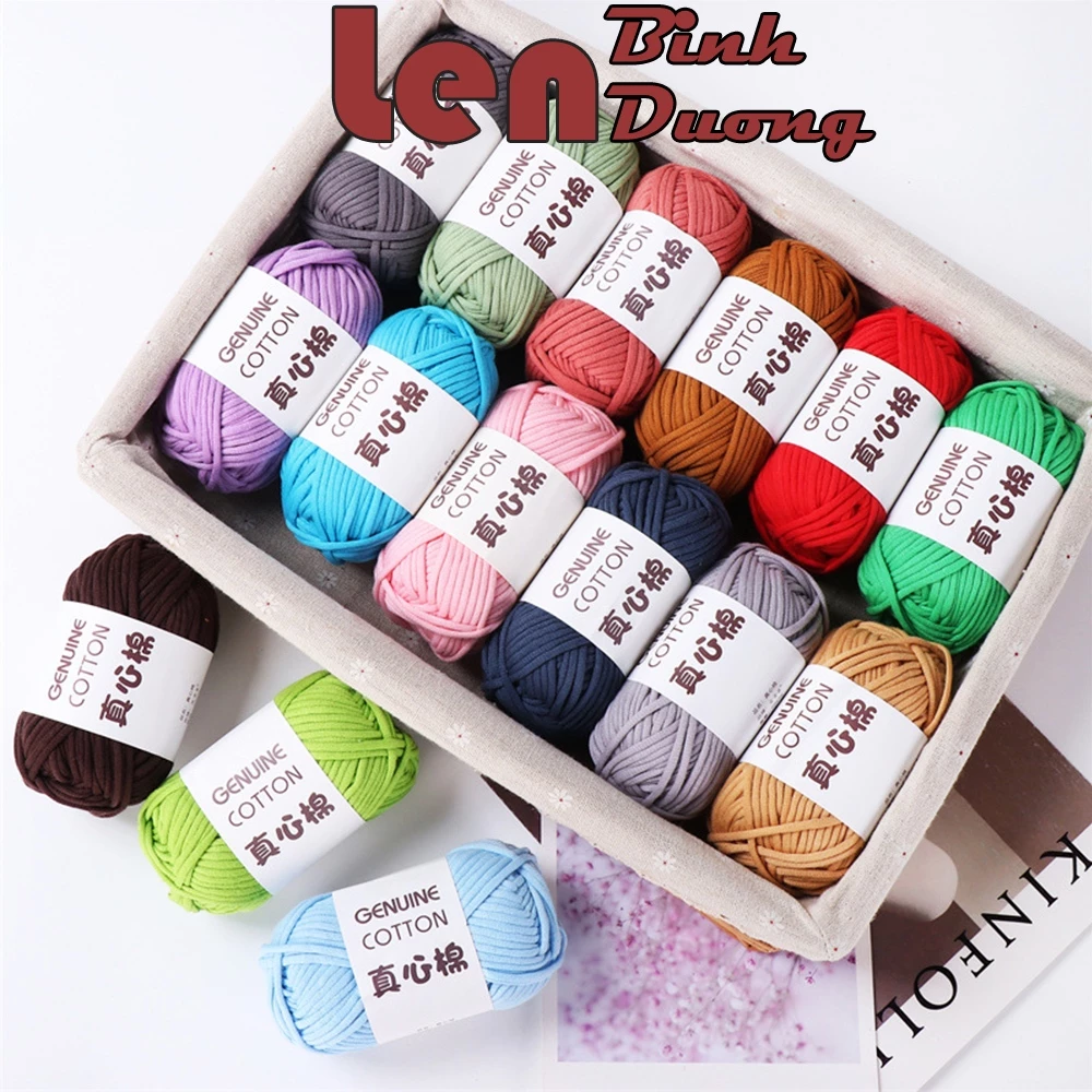 Sợi Vải Bông Geniune Siêu Mềm Mịn Làm Túi Cuộn 50g