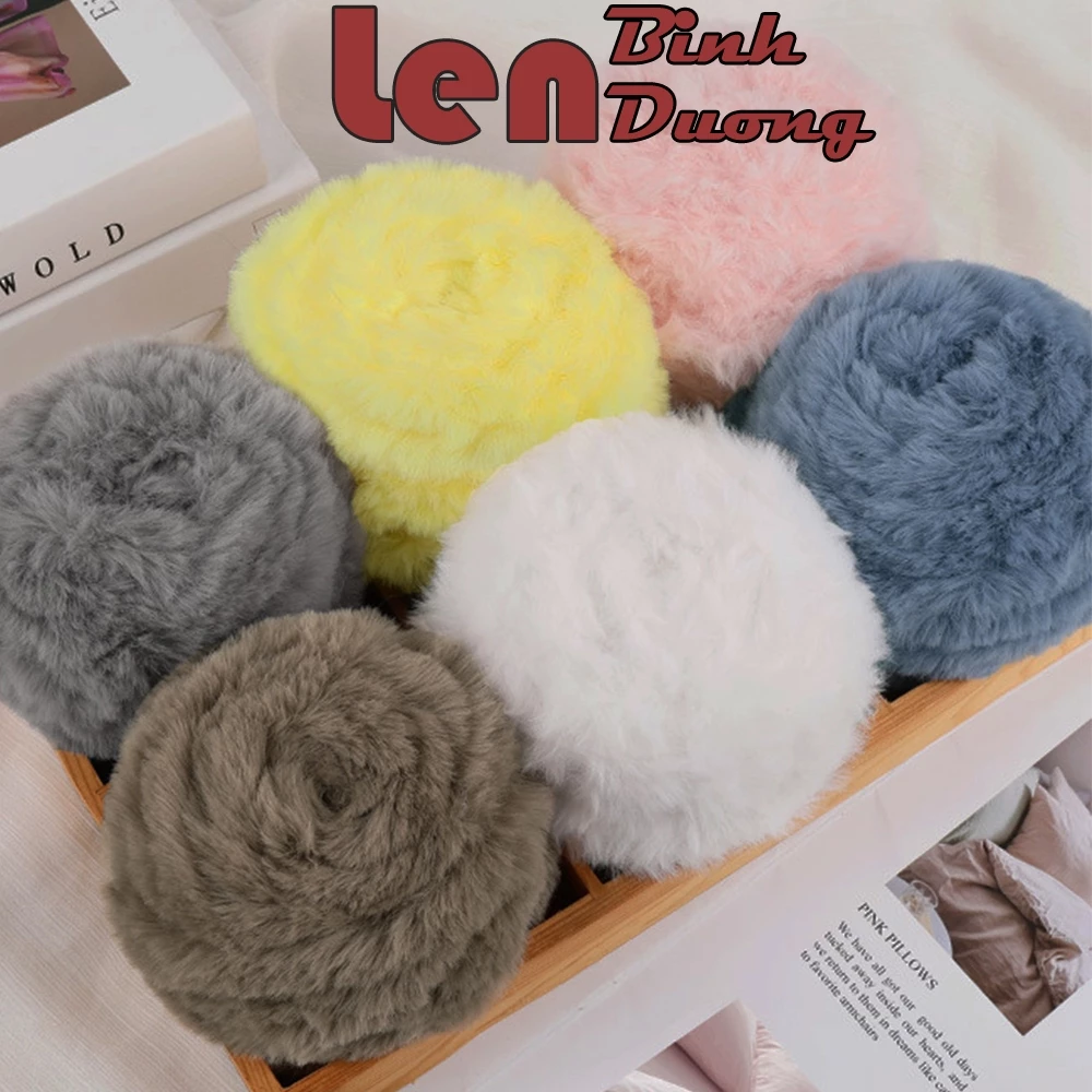 Len Lông Thỏ Sợi Mịn, Mềm, Len Lông Dài Móc Thú Bông, Nón, Thảm