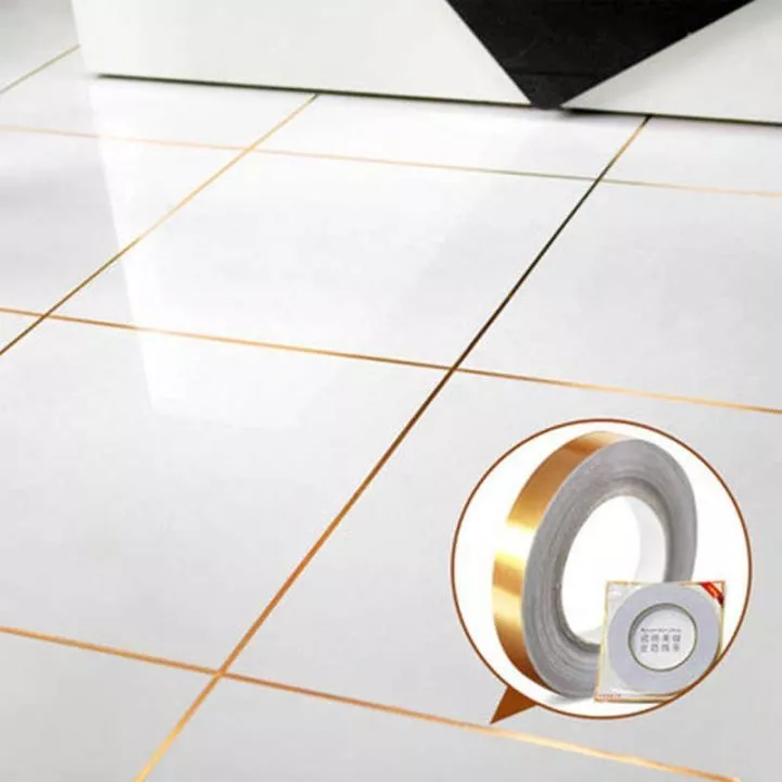 Cuộn chỉ viền dán trang trí, che chỗ hở, khuyết điểm trên tường, sàn, cuộn rộng 1cm dài 50 mét sẵn keo