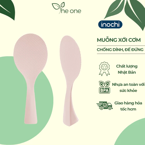 Muỗng xới cơm inochi, thiết kế chống dính đế đứng, nhựa nguyên sinh cao cấp không BPA độc hại