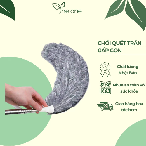 Chổi Quét Trần Gấp Gọn, Lau Bụi, Quét Trần Nhà Thông Minh
