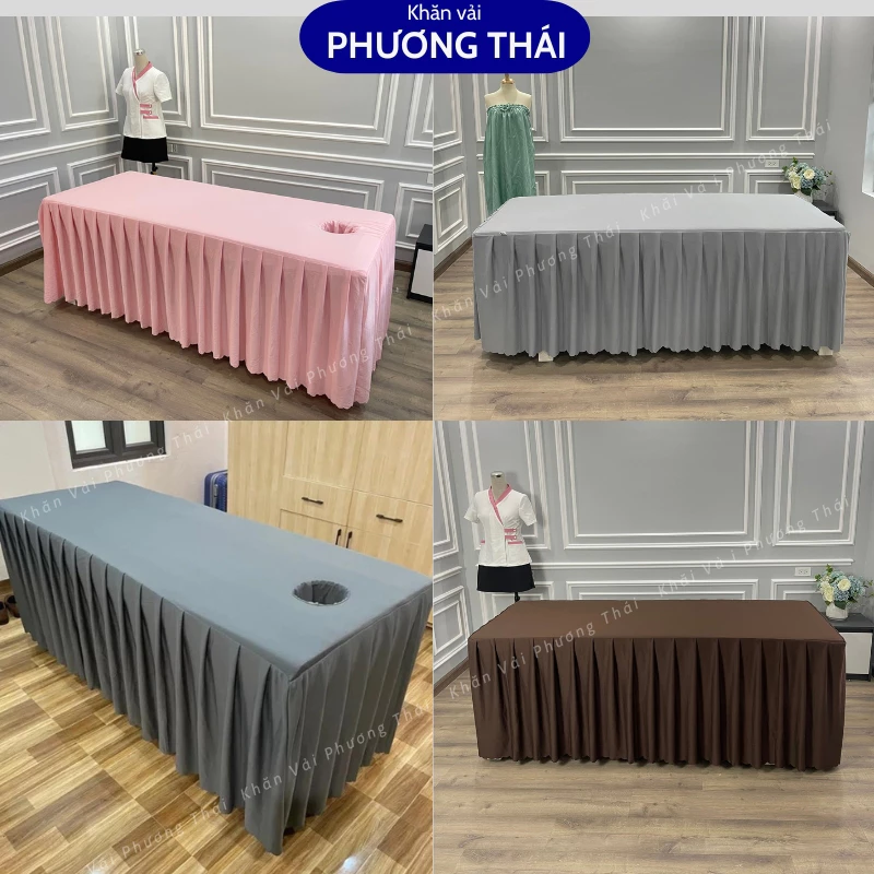 Ga giường spa, giường mi, phun xăm vải thun, nhiều màu - khoét lỗ theo yêu cầu
