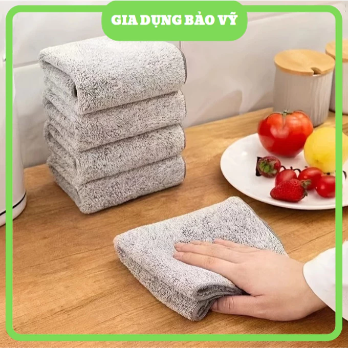 Set 5 Khăn lau vuông, khăn lau đa năng nhà bếp màu xám loại mới vuông 25x25cm