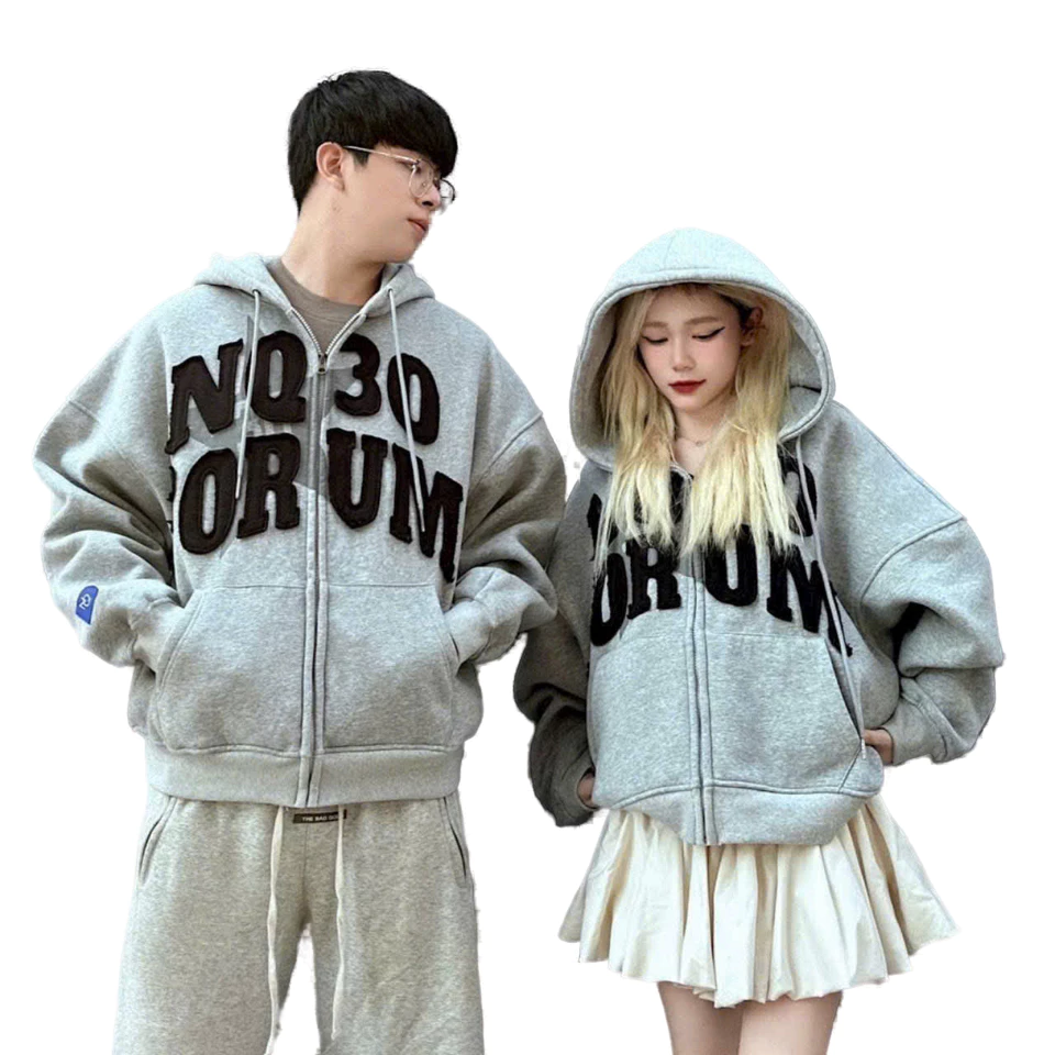 Áo Khoác Hoodie NQ30 FORUM Thun Nỉ Len Bông Tay Dài Phồng Form Unisex Rộng Áo Nam Nữ Chống Nắng Mặc Ấm Top Đen  Jacket