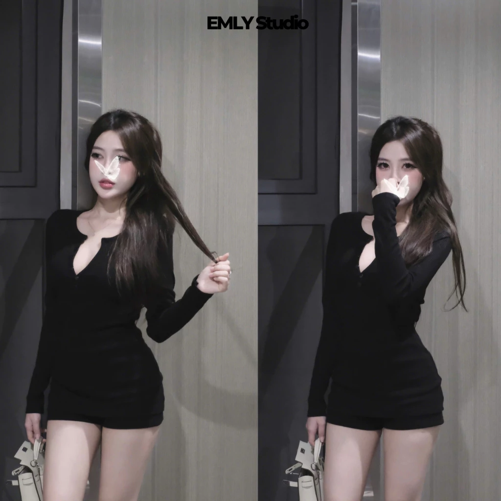 EMLYvn - Set Len Gân Tăm Lông Thỏ Nữ Dài Tay Cộc Tay, Set Đồ Nữ Thu Đông Co Dãn 4 Chiều Hot Hit