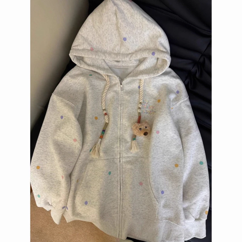 Áo Hoodie Hoạ Tiết Gấu Siêu Dễ Thương Dày Dặn