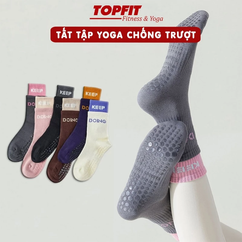 Tất Tập Yoga Gym TOPBODY Có Gắn Hạt Silicon, Hai Lớp Chống Trơn Trượt, - SOCKS06