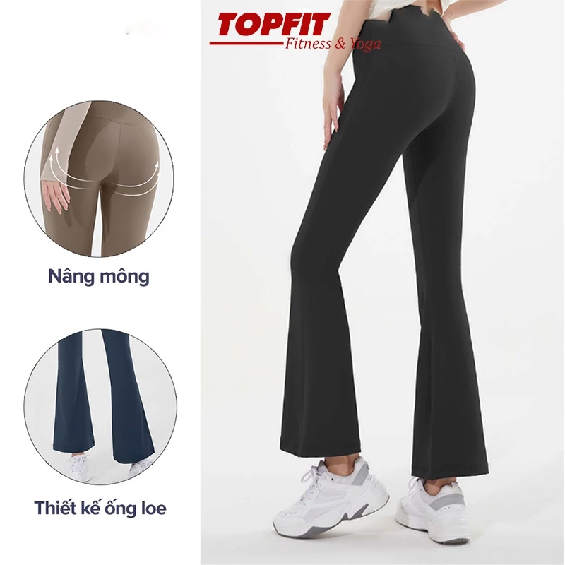 Quần Legging Ống Loe Cạp Cao Nâng Mông Thể Thao Nữ Tập GYM Yoga Siêu Co Giãn Tôn Dáng TOPBODY - QUAYG10