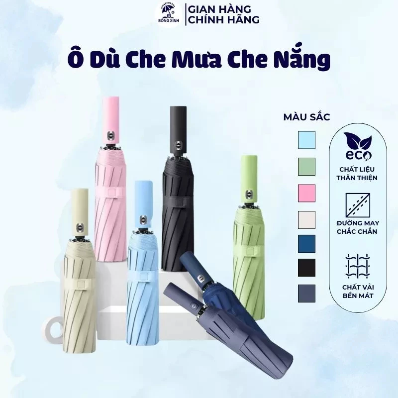 Ô Dù Che Mưa, Che Nắng 24 Nan Mở Đóng Tự Động Bằng Nút Bấm, Chống Tia UV Và Chống Thấm Nước Tốt