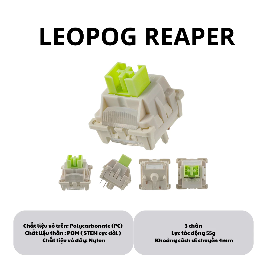 Combo 30 Switch 5 Pin - Dòng Linear  Leobog Reaper , Kailh , TTC , Cherry , Outemu , Gateron , Trục cơ lube sẵn