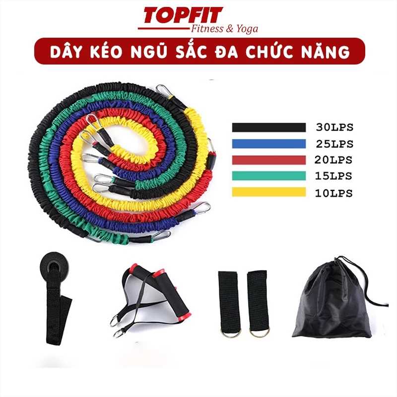 Dây Kháng Lực Tập Gym Ngũ Sắc Tập Thể Thao Tại Nhà TOPBODY D5MAU01