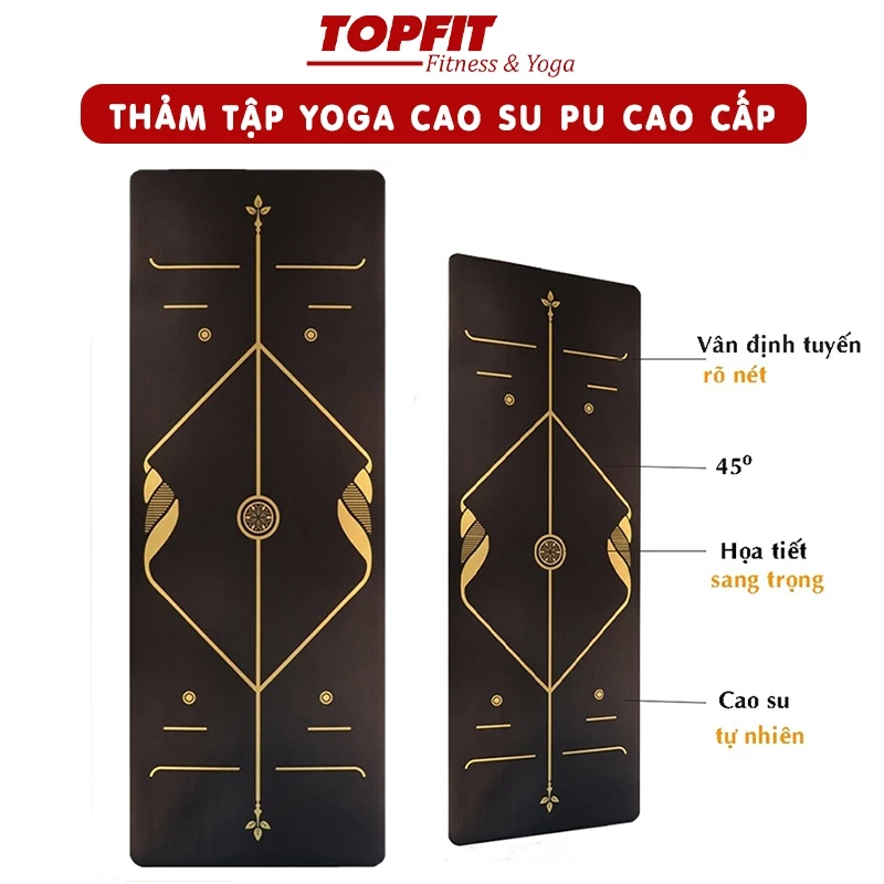 Thảm Tập Yoga Định Tuyến Da PU Cao Cấp, Chống Trượt Sang Trọng TOPBOPDY THAMT05