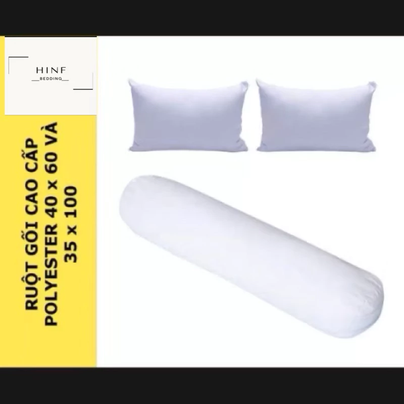 Combo 2 gối nằm 1 gối ôm ruột bông trắng tinh khiết hàng loại 1