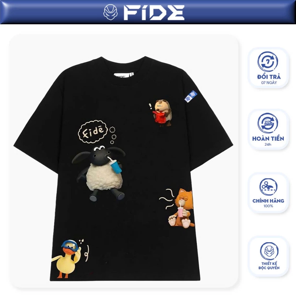 Áo thun CON CỪU FIDE phông trơn nam nữ cổ tròn FIDE SHAUN 15