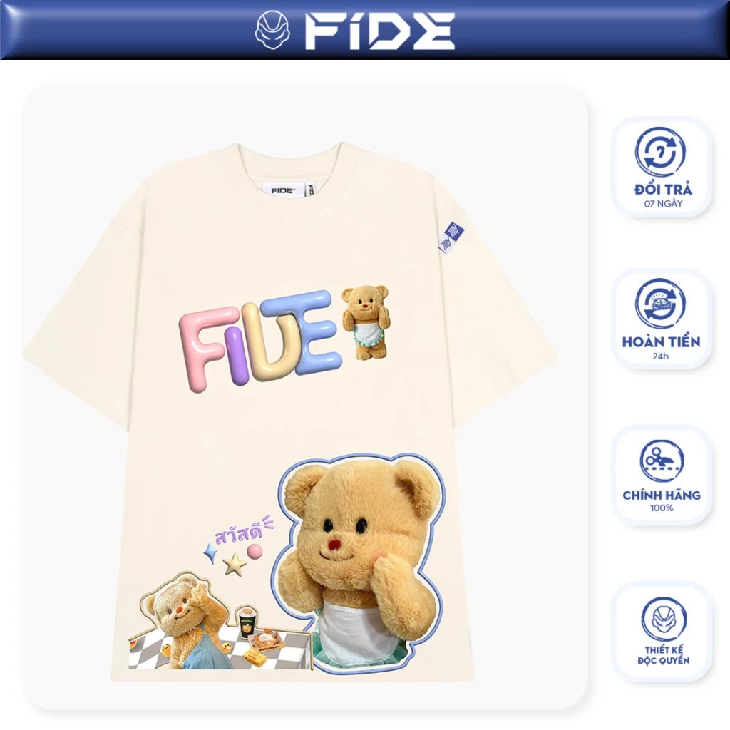 Áo thun FIDE TEDDY phông unisex form rộng local brand nam nữ cổ tròn oversize AT92