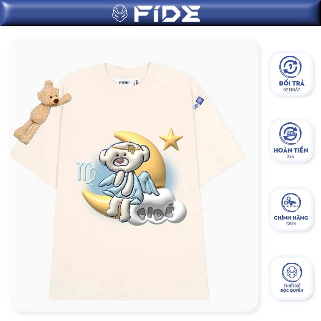 Áo thun FIDE TEDDY Cung Hoàng Đạo phông unisex local brand nam nữ cổ tròn oversize - AT78 (Xử Nữ)