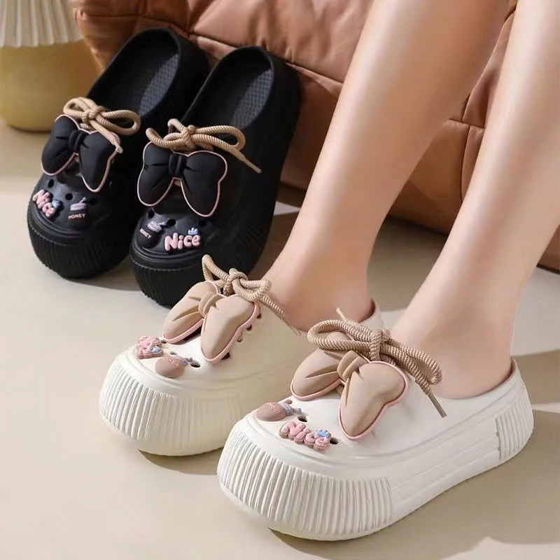 Dép sục nữ gắn nơ chất liệu Eva siêu nhe, giày sục lười nữ hot hit