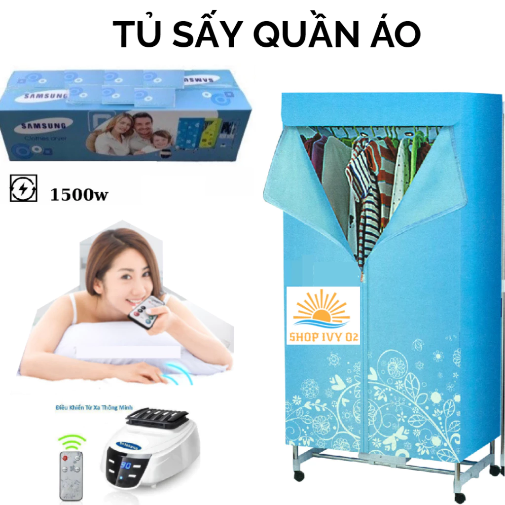 TỦ SẤY QUẦN ÁO (BẢO HÀNH 12 THÁNG) CHÍNH HÃNG CAO CẤP KHUNG INOX CÓ ĐIỀU KHIỂN TỪ XA CHẠY ÊM