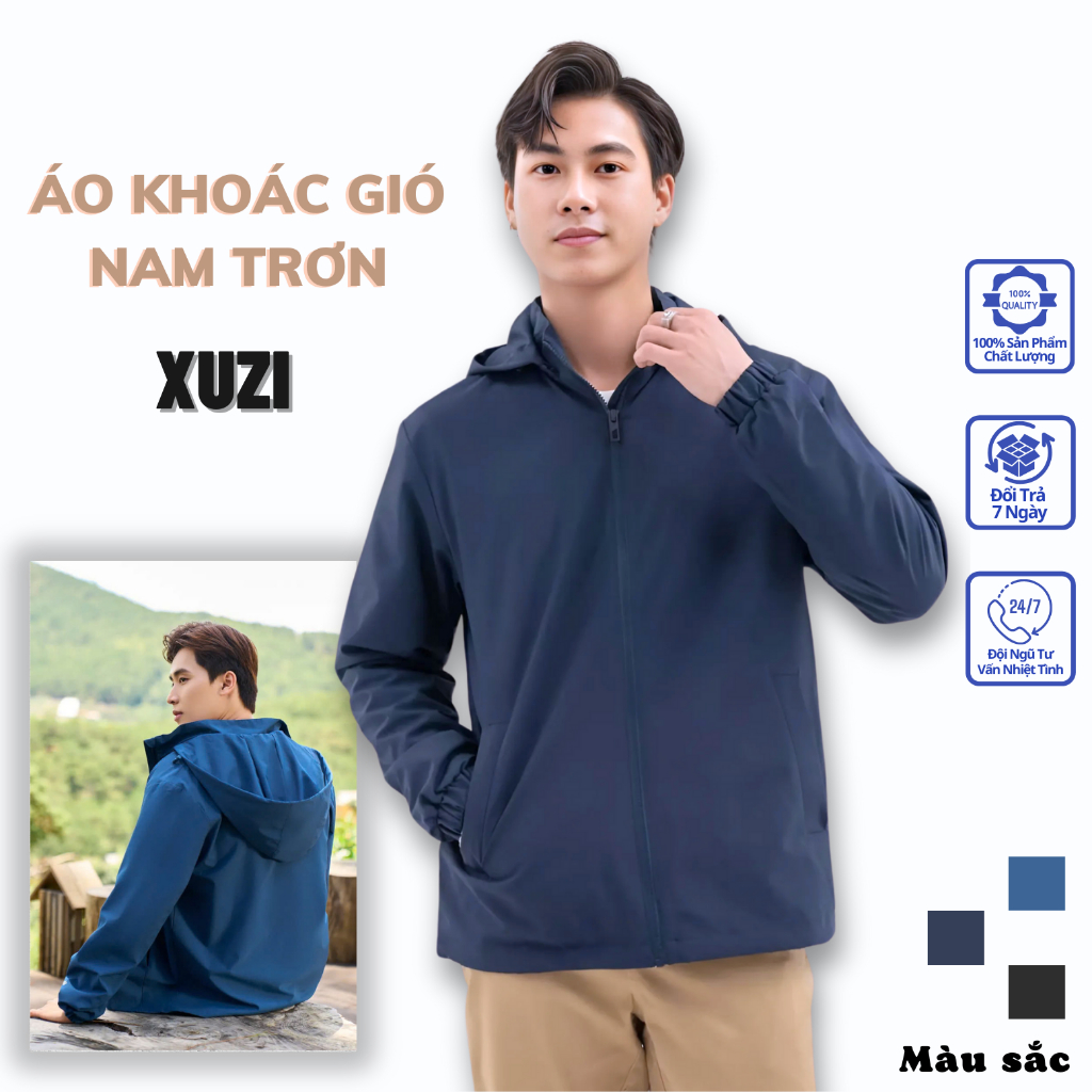 Áo khoác gió nam trơn áo gió nam 2 lớp tráng bạc chống nước,chống bụi cản gió…