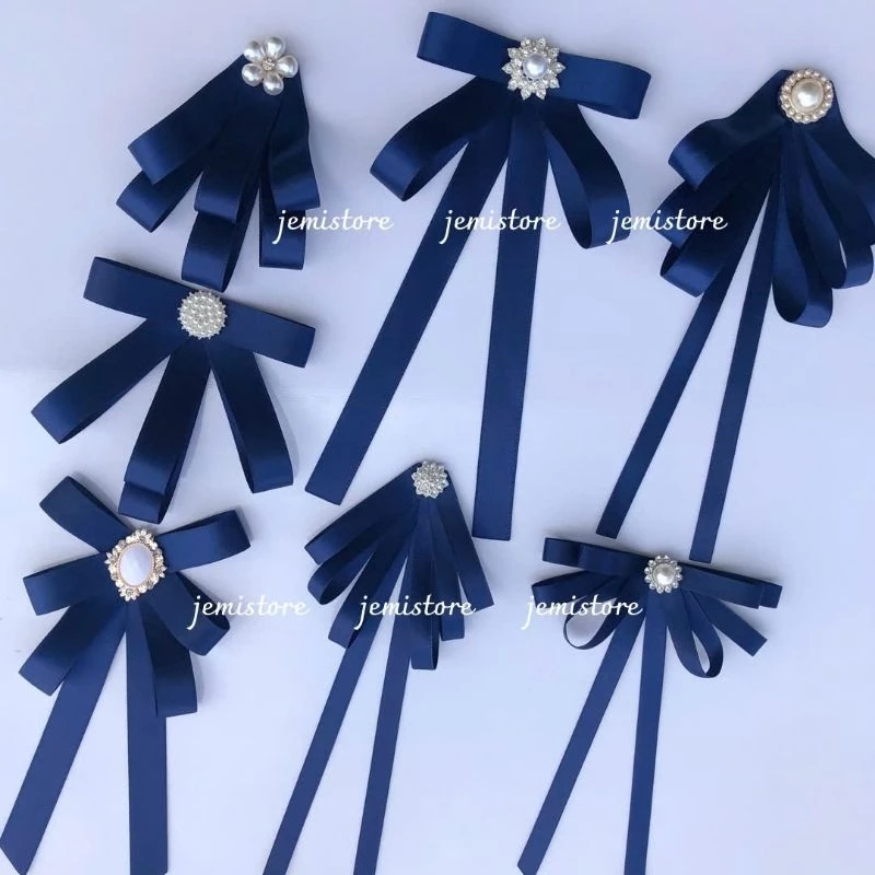 Nơ cài áo, tag cài áo nữ màu navy (nhiều mẫu)