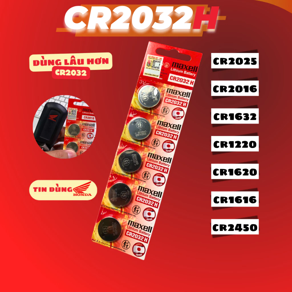 Pin Maxell CR2032 / CR2025 / CR2016 / CR1632 / CR1220 / CR1620 / CR1616 / CR2450 Pin 3V Chính Hãng