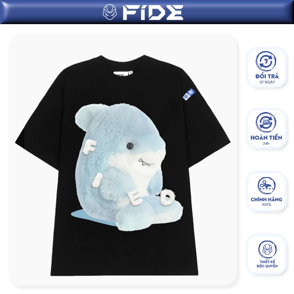 Áo thun FIDE cá mập phông unisex nam nữ form rộng cổ tròn ulzzang BABY SHARK 03