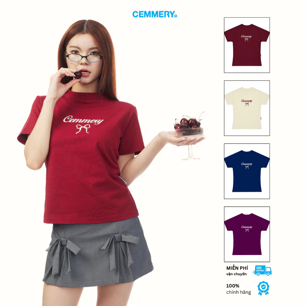 Áo Baby Tee CEMMERY Local Brand Chính Hãng Ribbon Baby Tee cổ cao 4 màu