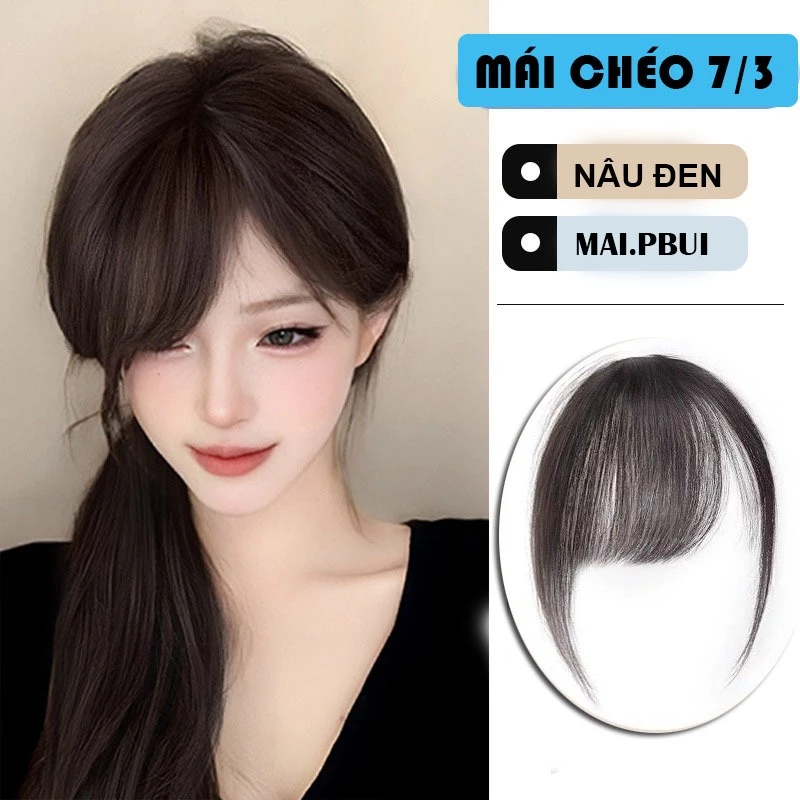 Tóc mái giả chia mái 7 3 Phong cách Hàn Quốc có thể uốn duỗi- Mái giả thưa xinh xắn TV36065