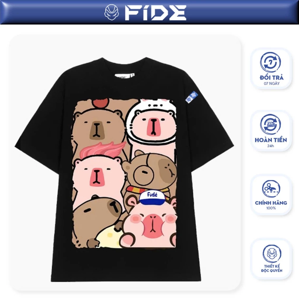 Áo thun FIDE CAPYBARA unisex form rộng cổ tròn CAPYBARA - AT62 Cotton