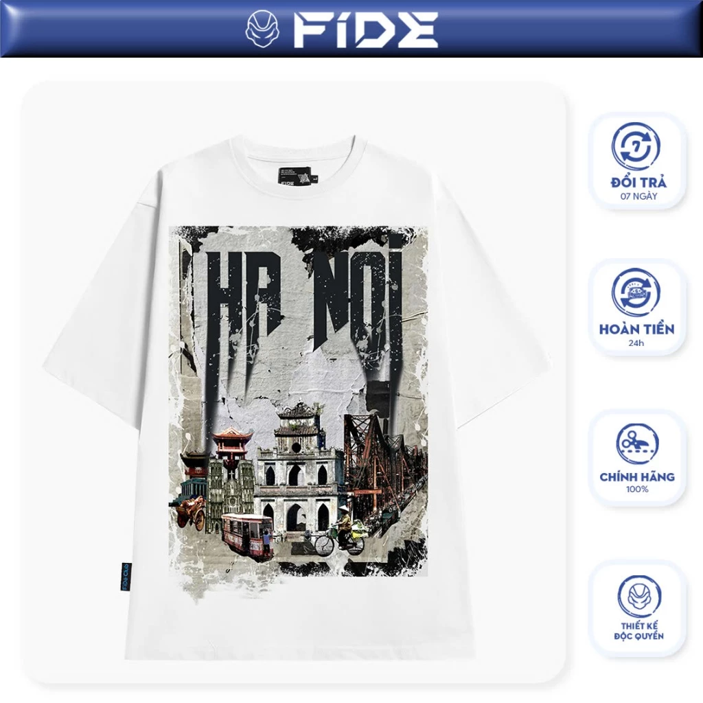 Áo thun địa danh HÀ NỘI FIDE phông unisex nam nữ form rộng ulzzang HÀ NỘI