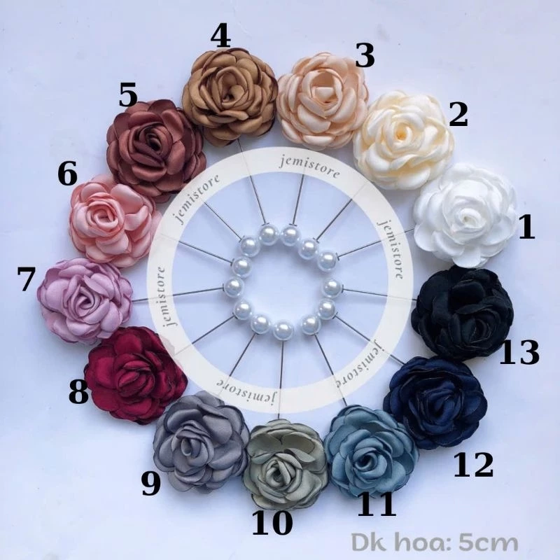 Hoa cài áo, trâm cài áo hoa lụa nhiều màu (hình thật)