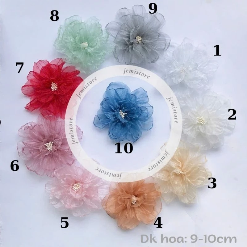 Hoa cài áo voan nhăn (ghim cài mặt sau)