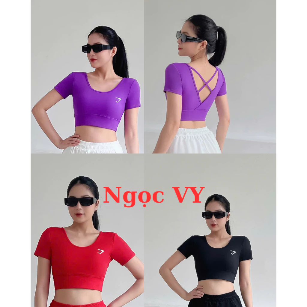 Áo Tập Gym Yoga Erobic Đi Biển Thể Thao chạy bộ , Áo có tay đan dây sau lưng Chất Pholy Co Giãn 4 Chiều Kèm Mút