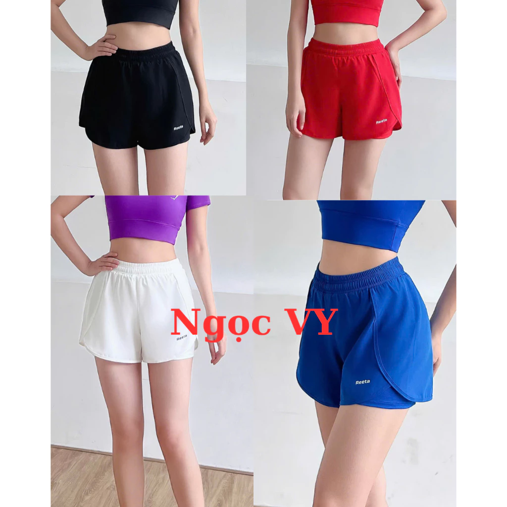 Quần Đùi hai lớp Dây Rút Bên Trong Tập Thể Thao Nữ Tập Gym Yoga Aerobic chạy bộ ( quần có túi )