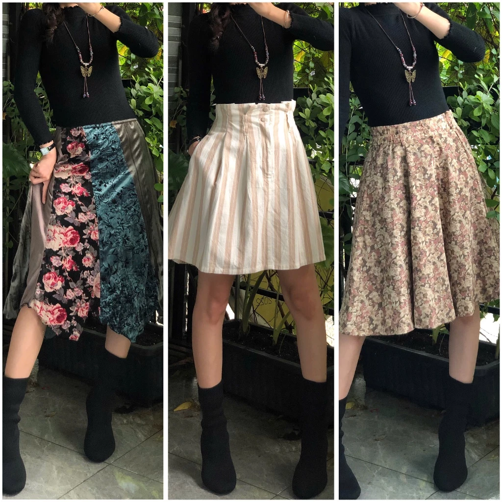 Chân váy dáng ngắn/dài phong cách vintage, voan, tầng xoè, style tiểu thư, coquette 2hand