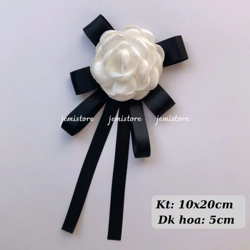 Tag Nơ Cài Áo Sơmi/Váy Hoa Vải Phối Ruy Băng (vuốt sang bên để xem thêm màu)