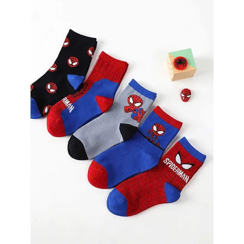 Set 10 đôi tất cotton cổ cao siêu nhân nhện bé trai , gái sợi bông mềm mại thoáng khi khử mùi