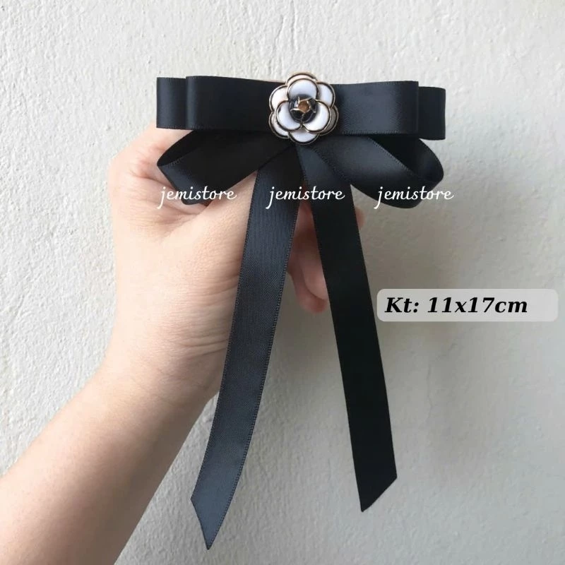 Tag nơ cài áo sơ mi/váy ruy băng lụa