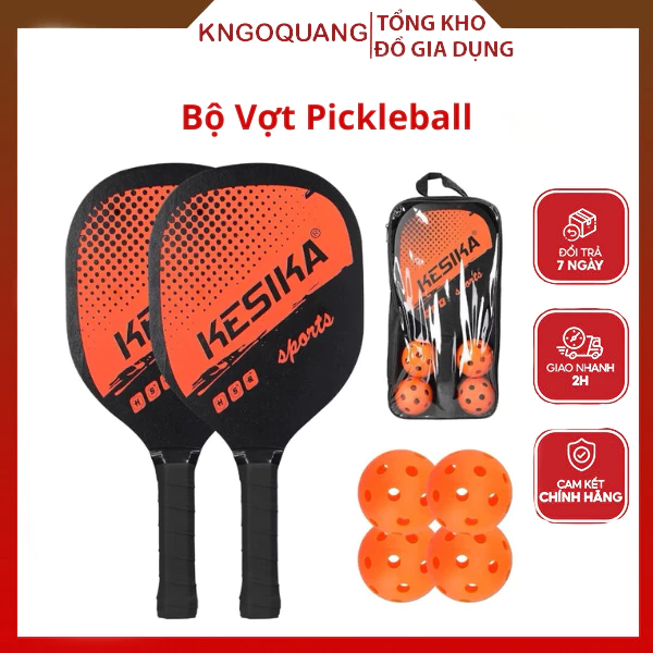 Bộ Vợt Pickleball Siêu Nhẹ, Bộ 2 Vợt Pickleball vs 4 Quả Bóng Kèm Túi Đựng Nam Nữ Chuyên Nghiệp