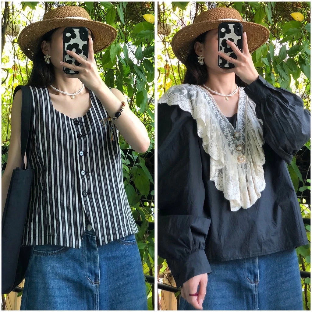 Sơ mi cổ điển, sơ mi vintage, hoạ tiết, sơ mi thêu hoa, áo gilê kiểu, sơ mi len, áo kiểu nữ tiểu thư, công chúa 2hand🥀🌻🌸