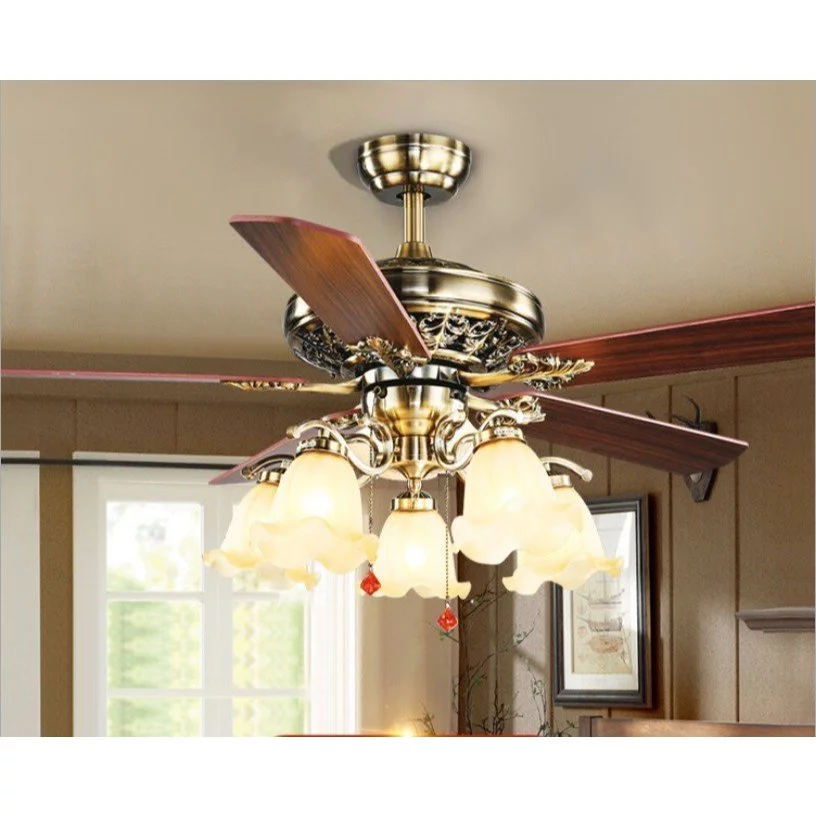 Quạt Trần 5 Cánh Gỗ QT5 GỖ RÊU  , Có Đèn, Động Cơ Lõi Đồng, Có Điều Từ Xa 6 Tốc Độ Gió Phù Hợp Mọi Không Gian Việt