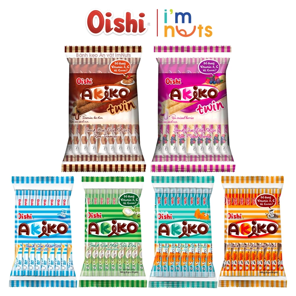 Snack Que Nhân Kem Akiko Oishi Đủ Vị Gói 140g