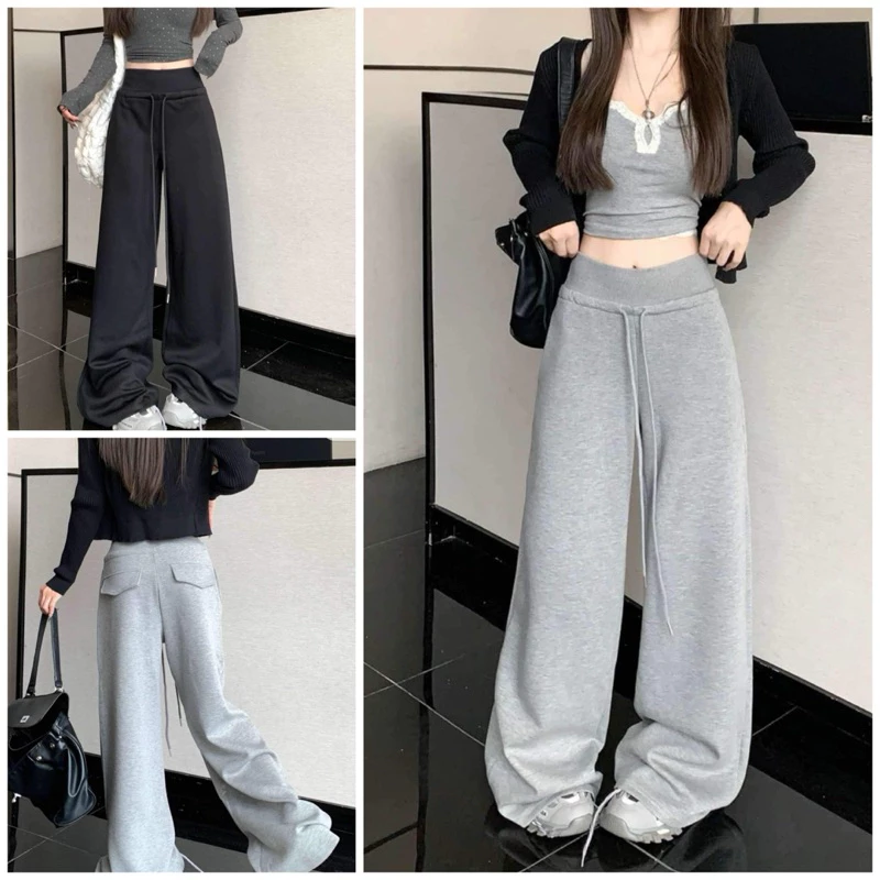 Quần Nỉ 2 Da  ống rộng cạp chun . Quần  Dễ mặc dễ mix đồ GENZ