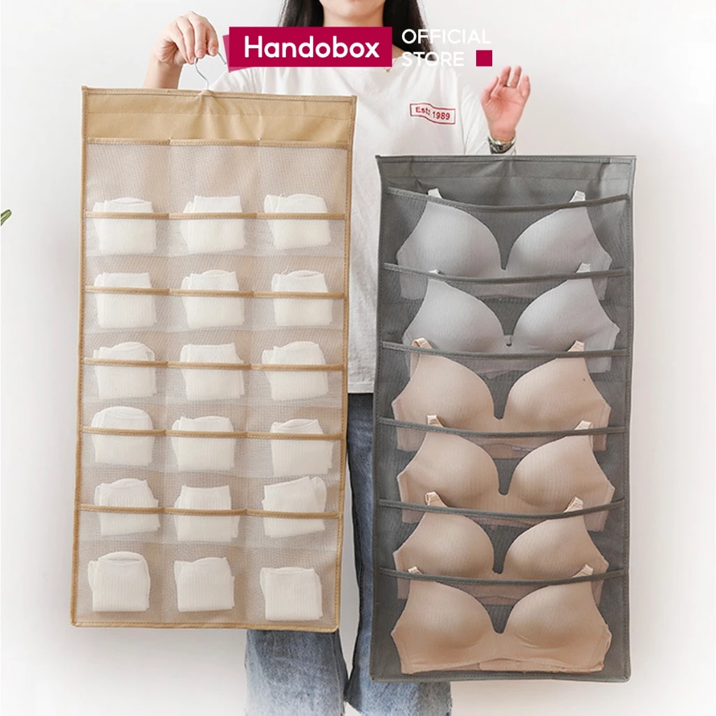 Túi Treo Đựng Đồ Lót Tất Vớ 2 Mặt 30 Ô Handobox Túi Đựng Đồ Treo Tủ Tiện Lợi Vải Chống Thấm Nước